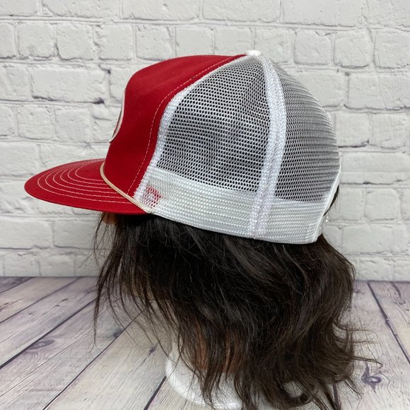 Vintage Farmer Hat Mesh Rope Cap Snapback Red White BROMOX Herbicide Item#1 - Picture 2 of 9